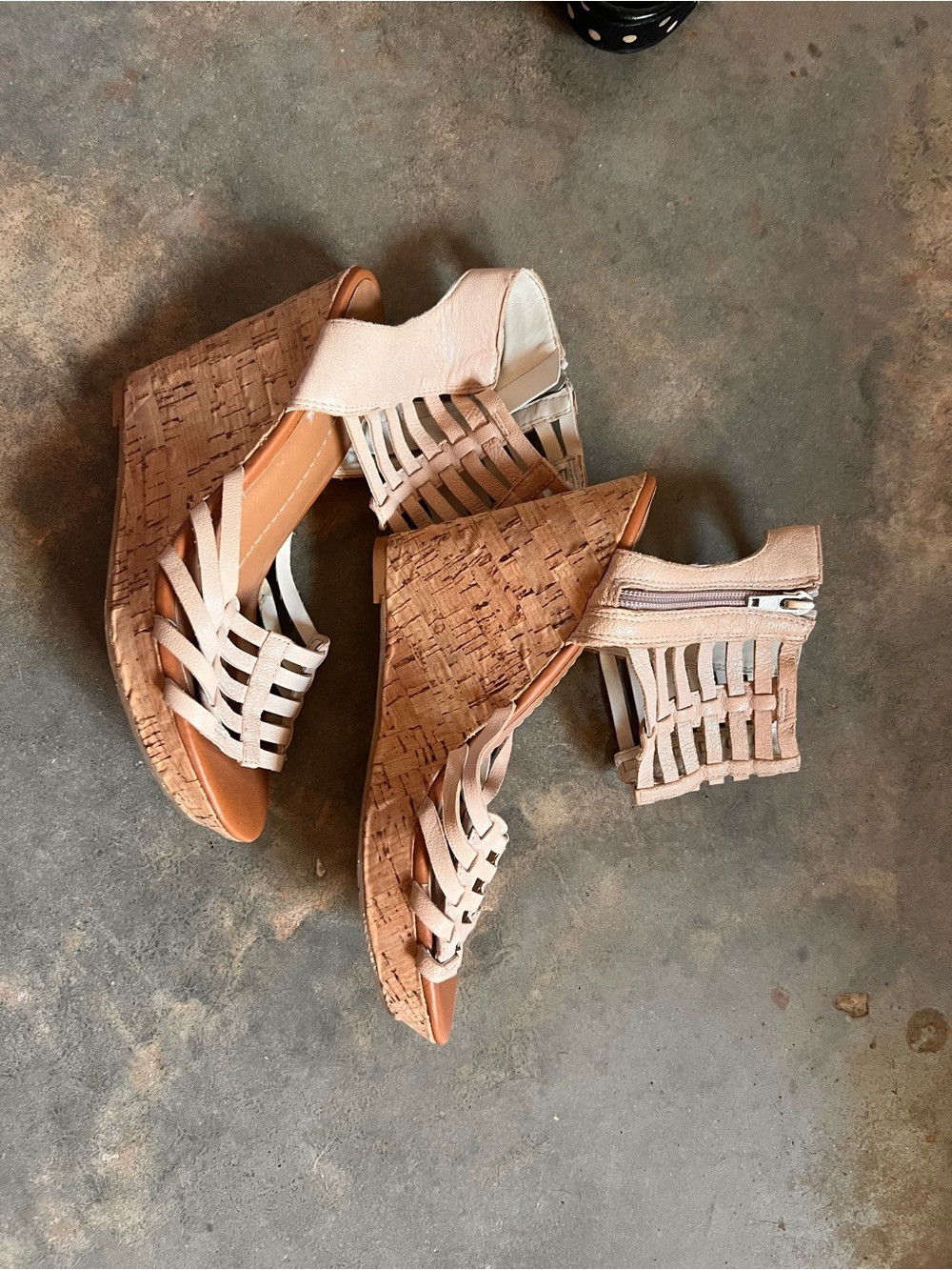 Dolce Vita Beige Strappy Cork Wedge Sandals